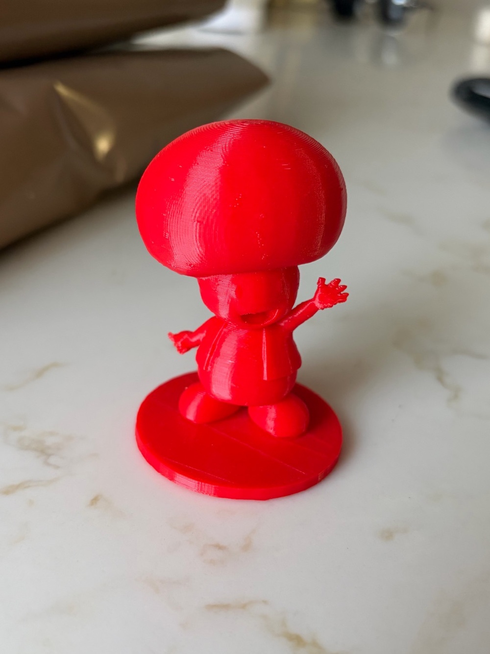 Bright Red Mushroom Figurine Toy